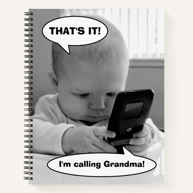 Baby on Cell Phone Notebook (Front)