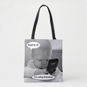Baby on Cell Phone Tote Bag
