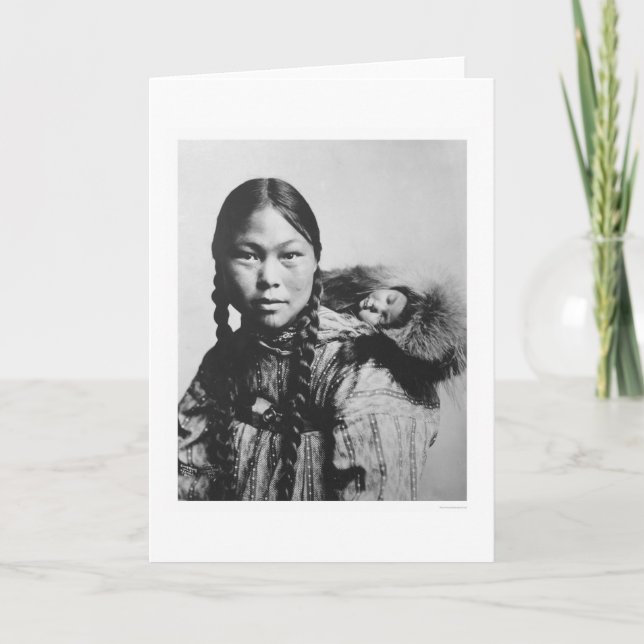 Baby On Eskimo Mum's Back 1906 Card (Front)