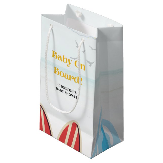 Baby on on board beach baby shower thank you  small gift bag (Front Angled)