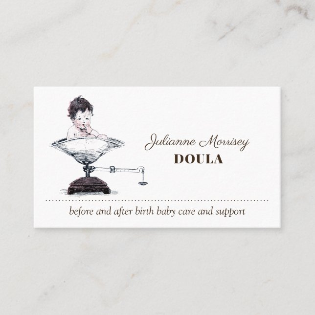 Baby On Scale Midwife Doula Business Card (Front)
