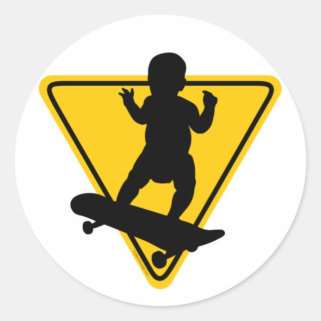 Baby on (Skate) Board Classic Round Sticker (Front)