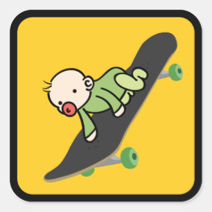 Baby on (Skate) Board Square Sticker