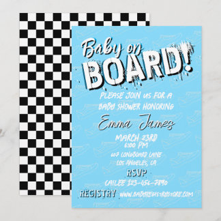 Baby on Skateboard Shoes - Boy -  Invitation