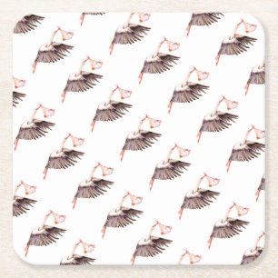 Baby on Stork Square Paper Coaster