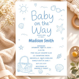 Baby on the Way Beach Baby Shower Summer Coastal Invitation