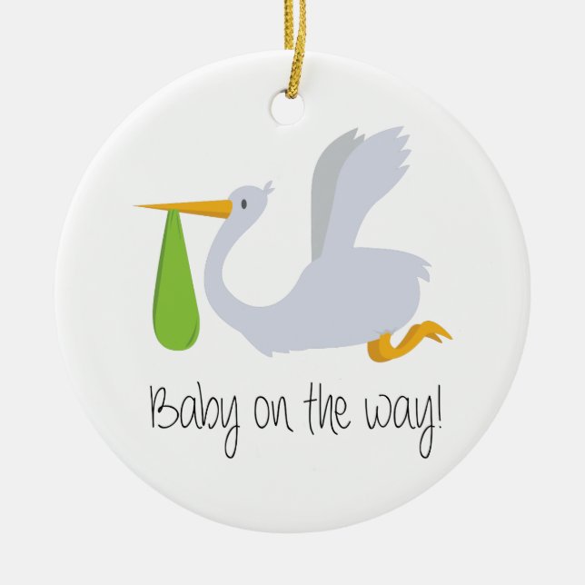 Baby On The Way Ceramic Tree Decoration (Front)