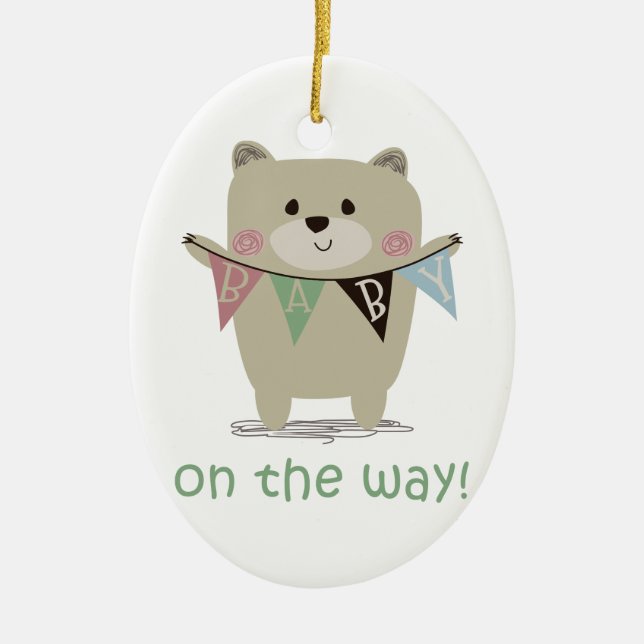 BABY ON THE WAY CERAMIC TREE DECORATION (Front)