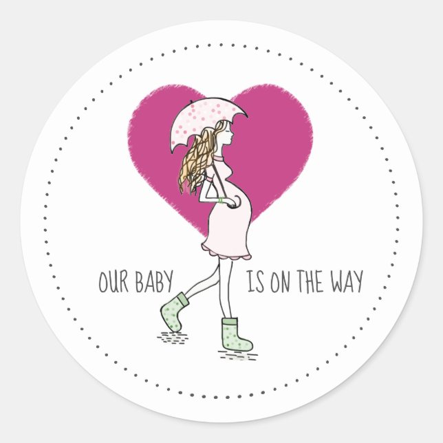 Baby On The Way Classic Round Sticker (Front)