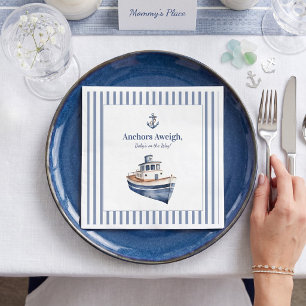 Baby on the Way Nautical Boat Baby Shower Paper Napkin