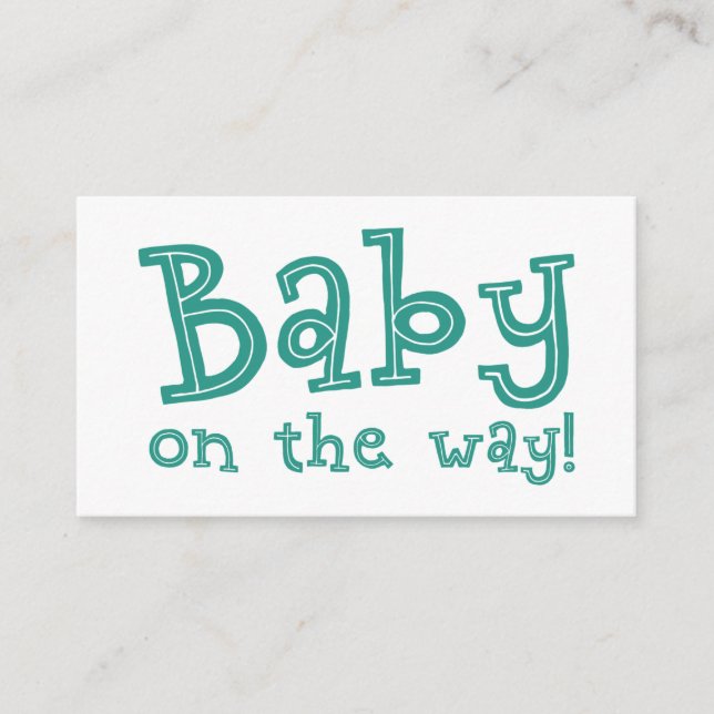 Baby on the Way Shower Registry Card in Teal (Front)