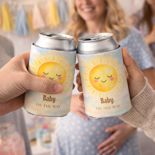Baby on the Way Sun Sky Shower Design Can Cooler