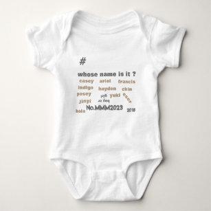 Baby One Piece Bodysuit with Unisex Names on front