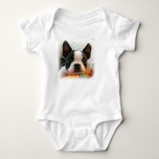 Baby One Piece Creeper with Boston Terrier Puppy