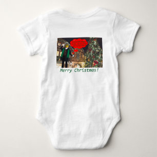 baby one piece.  Merry Christmas.  bullfrog/carole Bodysuit