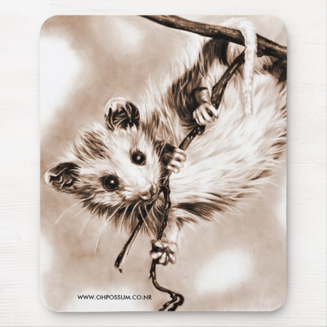 Baby Opossum Mousepad - Sepia (Front)
