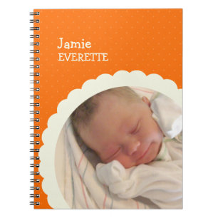 Baby orange dot scallop custom photo journal