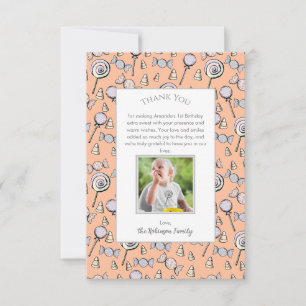 Baby Orange Sweet Little One Candy Thank You Card