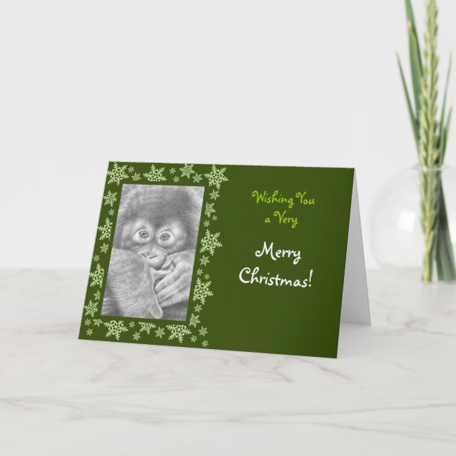 Baby Orangutan Christmas Card (Front)