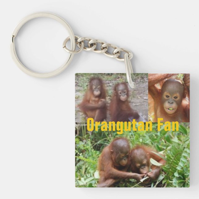 Baby Orangutans in Borneo Key Ring (Front)