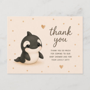 Baby Orca Killer Whale Baby Shower Thank You Postcard