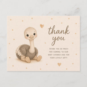 Baby Ostrich Baby Shower Thank You Postcard