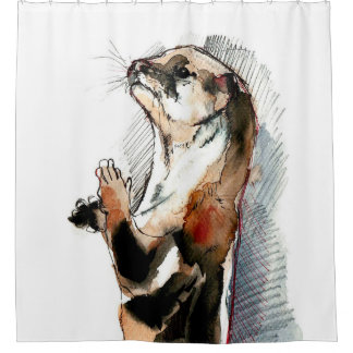 Baby otter and mum shower curtain