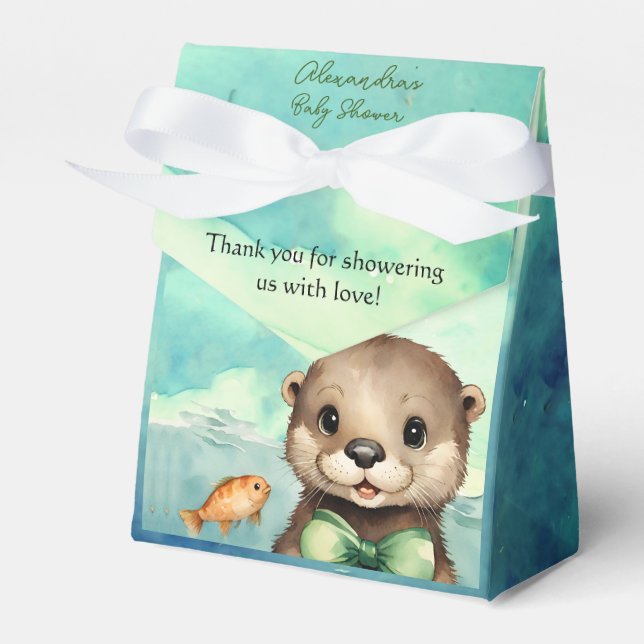 Baby Otter Baby Shower Gender Neutral Favour Box (Front Side)