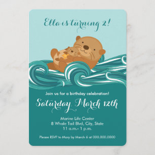 Baby Otter Birthday Party Invitation