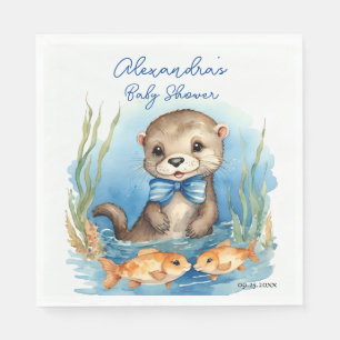 Baby Otter Boy Baby Shower Napkin