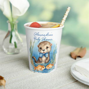 Baby Otter Boy Baby Shower Paper Cups