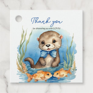 Baby Otter Boy Baby Shower Thank You Favour Tags