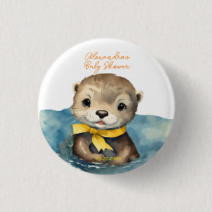 Baby Otter Gender Neutral Baby Shower 3 Cm Round Badge