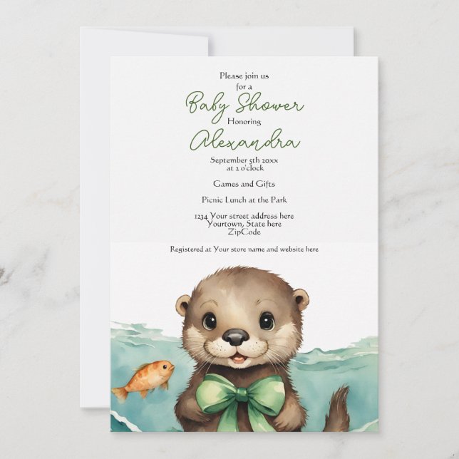 Baby Otter Gender Neutral Baby Shower Invitation (Front)