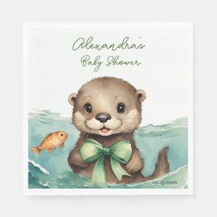 Baby Otter Gender Neutral Baby Shower Napkin