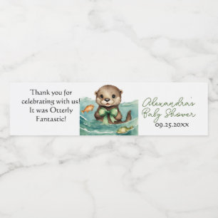 Baby Otter Gender Neutral Baby Shower Water Bottle Label