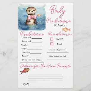 Baby Otter Girl Baby Predictions Advice Card
