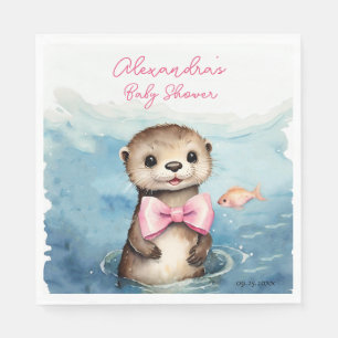 Baby Otter Girl Baby Shower Napkin