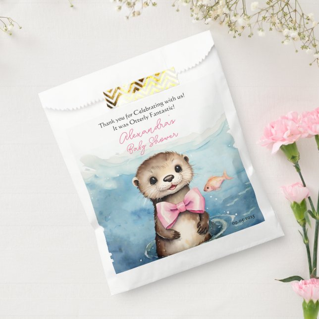 Baby Otter Girl Baby Shower Thank You Favour Bags (Sealed)