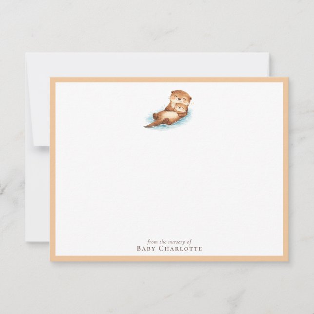 Baby Otter Nursery Note Card – Personalized (Front)