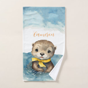 Baby Otter Personalised Bath Towel Set