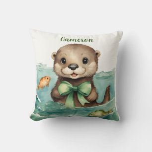 Baby Otter Personalised Gender Neutral Cushion