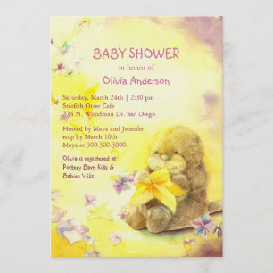 Baby Otter & Starfish Cute Baby Shower Invitation