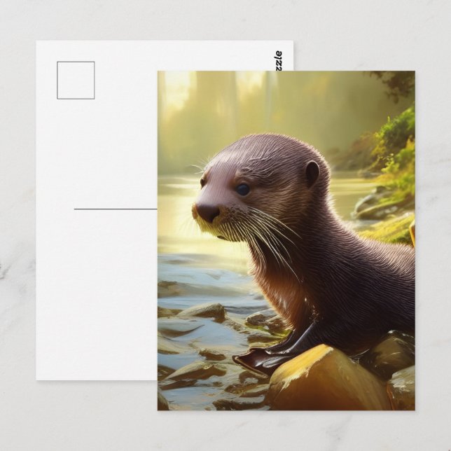 Baby Otter Wildlife Portrait  Postcard (Front/Back)