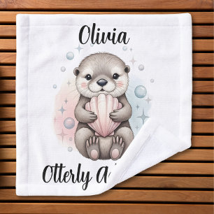 Baby Otter with Seashell "Otterly Adorable" Wash Cloth