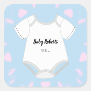 Baby Outfit Stickers with Baby Name Due Date Boy