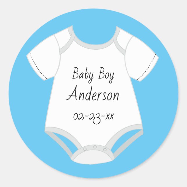 Baby Outfit Stickers with Due Date Surname (Front)