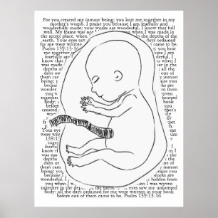 Baby Outline with Psalm 139:13-16  Poster