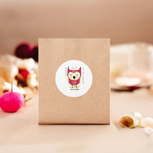 Baby Owl 1st Birthday Classic Round Sticker