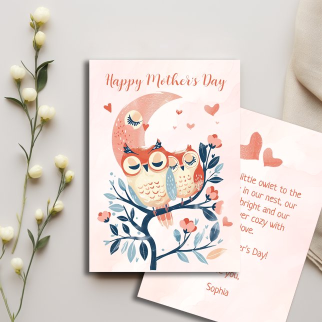 Baby Owl And Mum Love Mothers Day Card (Creator Uploaded)